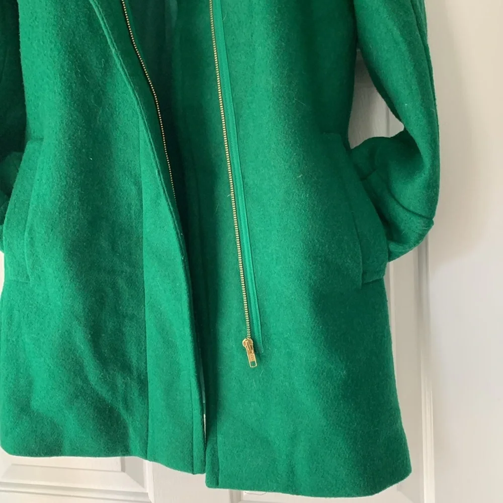 J.Crew Green Wool Blend Mockneck Zip Up Coat - Picture 11 of 16